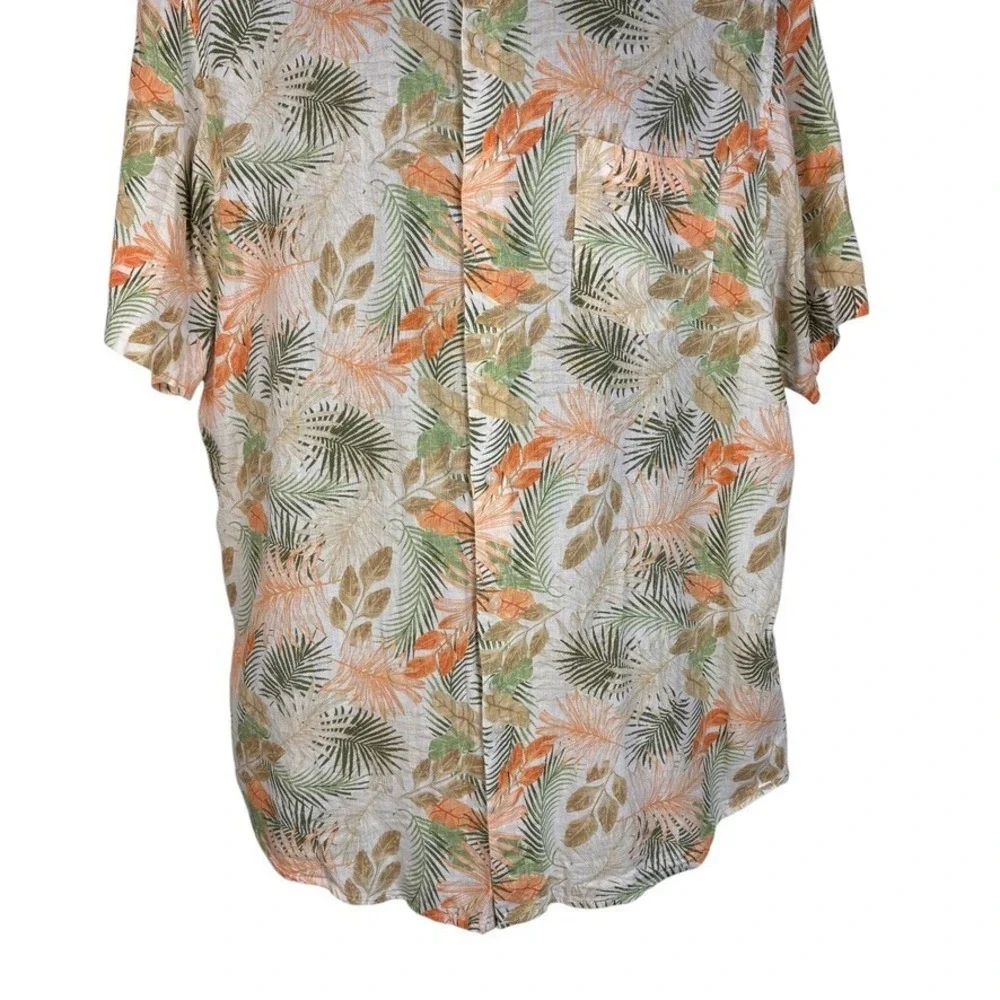 Chaps Seacoast Wash Short Sleeve Floral Print Multi Shirt‎ Linen Blend Men's XXL